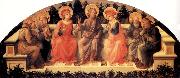 Fra Filippo Lippi Sts Francis,Lawrence,Cosmas or Damian,John the Baptist,Damian or Cosmas,Anthony Abbot and Peter painting